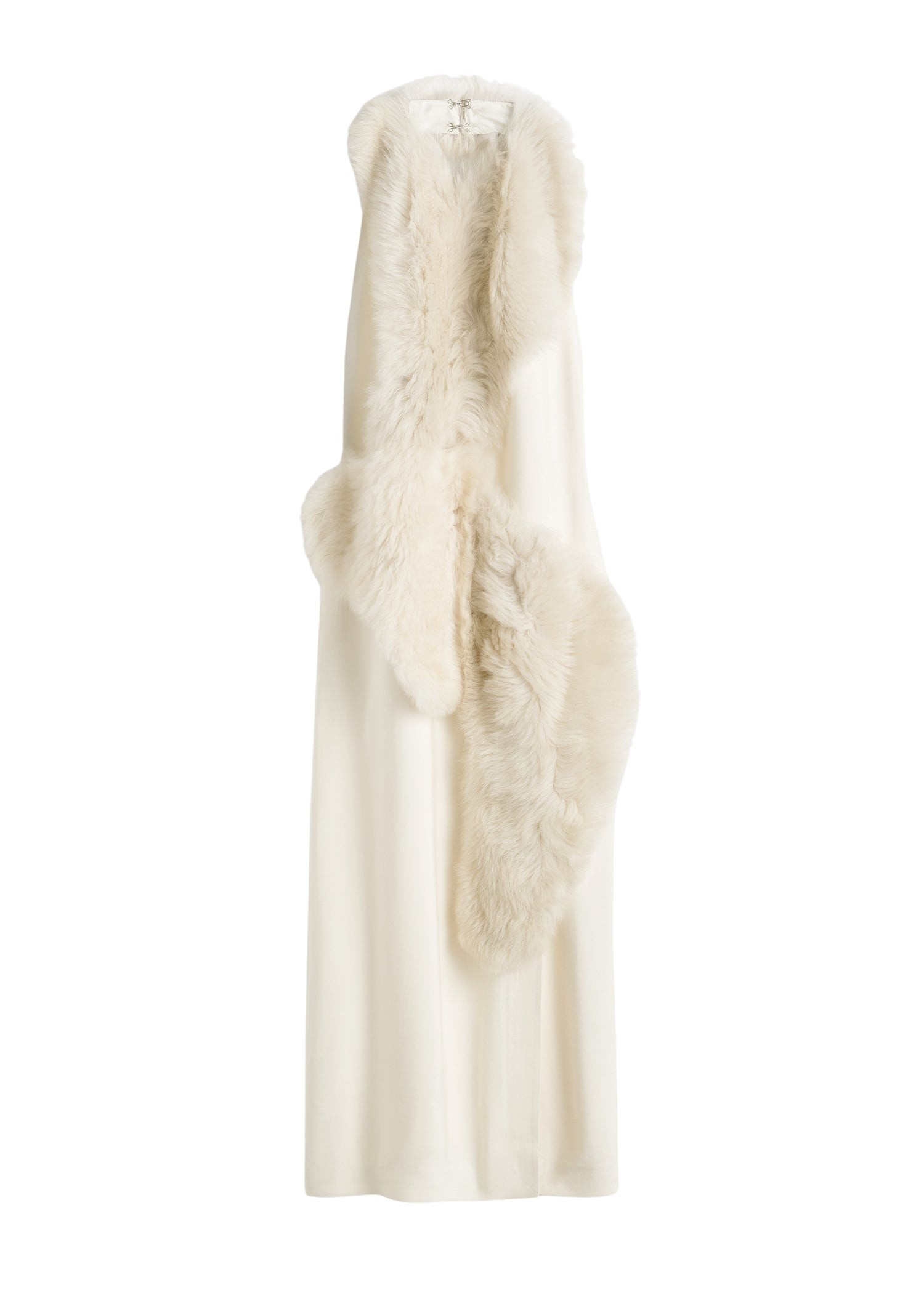 Totême Shearling appliqué dress in Macadamia - Dresses - Scandinavian Minimalist Luxury at Coveti