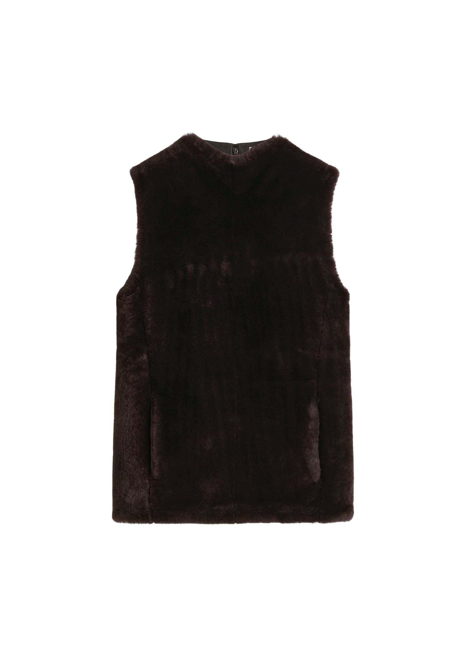Totême Shearling-front top in Espresso - Tops - Scandinavian Minimalist Luxury at Coveti