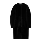 Totême Shearling midi coat in Black - Coats - Scandinavian Minimalist Luxury at Coveti