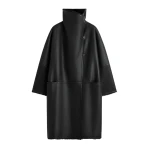 Totême Shearling wrap coat in Black - Coats - Scandinavian Minimalist Luxury at Coveti