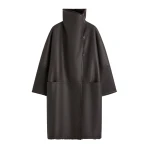 Totême Shearling wrap coat in Dark brown - Coats - Scandinavian Minimalist Luxury at Coveti
