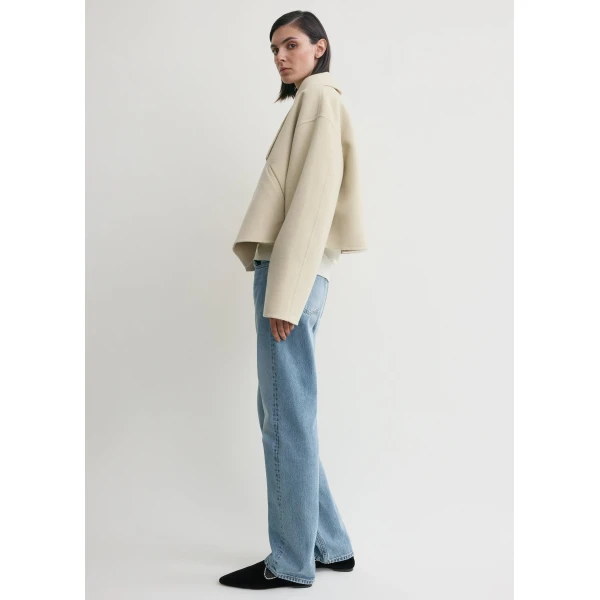 Totême Signature doublé jacket in Peanut - Jackets - Scandinavian Minimalist Luxury at Coveti