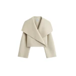 Totême Signature doublé jacket in Peanut - Jackets - Scandinavian Minimalist Luxury at Coveti