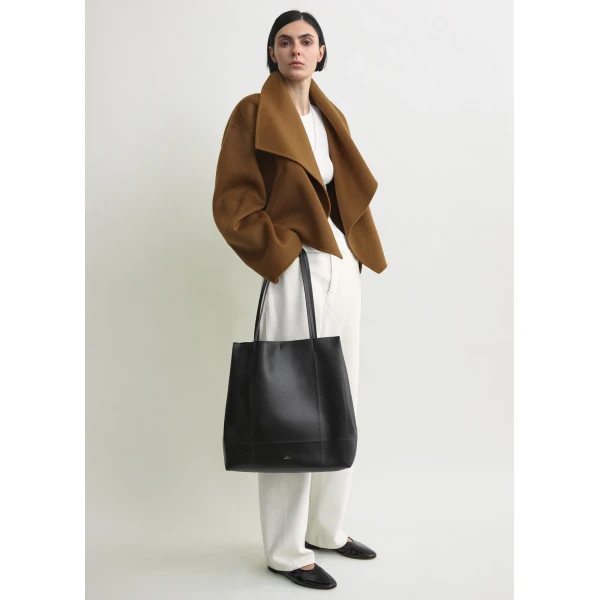 Totême Signature doublé jacket in Tobacco - Jackets - Scandinavian Minimalist Luxury at Coveti