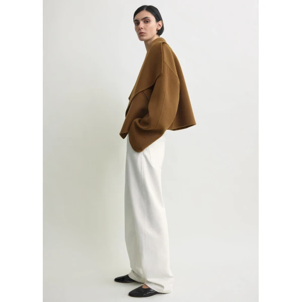 Totême Signature doublé jacket in Tobacco - Jackets - Scandinavian Minimalist Luxury at Coveti