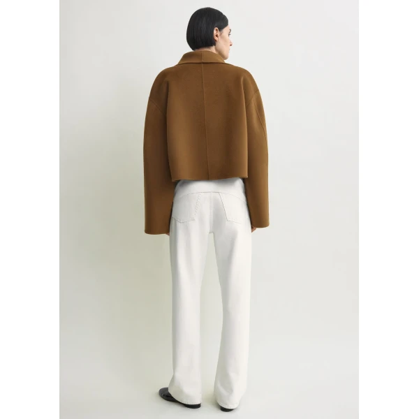 Totême Signature doublé jacket in Tobacco - Jackets - Scandinavian Minimalist Luxury at Coveti