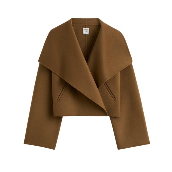 Totême Signature doublé jacket in Tobacco - Jackets - Scandinavian Minimalist Luxury at Coveti