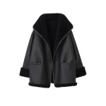Totême Signature shearling jacket in Black - Jackets - Scandinavian Minimalist Luxury at Coveti