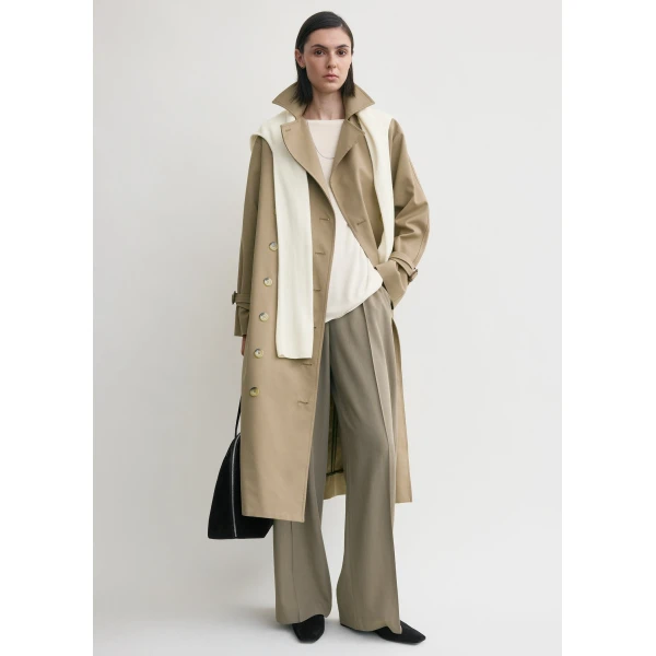 Totême Signature trench in Khaki - Coats - Scandinavian Minimalist Luxury at Coveti