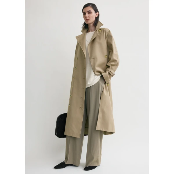Totême Signature trench in Khaki - Coats - Scandinavian Minimalist Luxury at Coveti