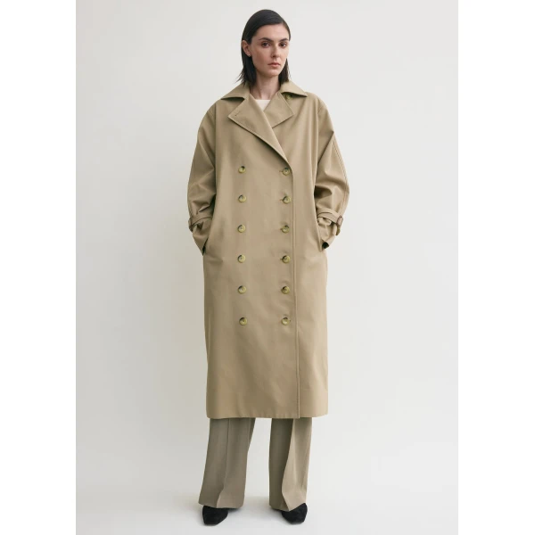 Totême Signature trench in Khaki - Coats - Scandinavian Minimalist Luxury at Coveti