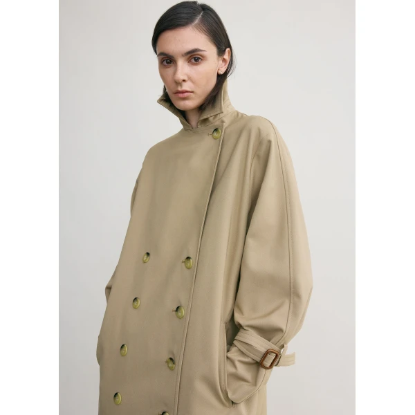 Totême Signature trench in Khaki - Coats - Scandinavian Minimalist Luxury at Coveti