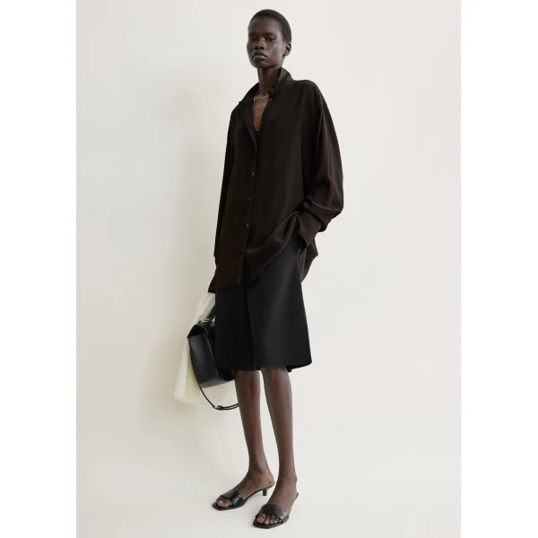 Totême Silk crepe shirt in Brown - Tops - Scandinavian Minimalist Luxury at Coveti