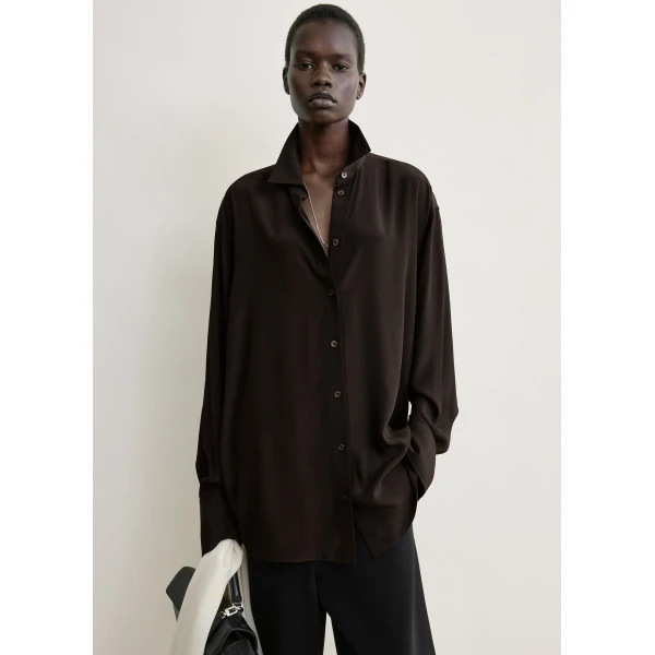 Totême Silk crepe shirt in Brown - Tops - Scandinavian Minimalist Luxury at Coveti