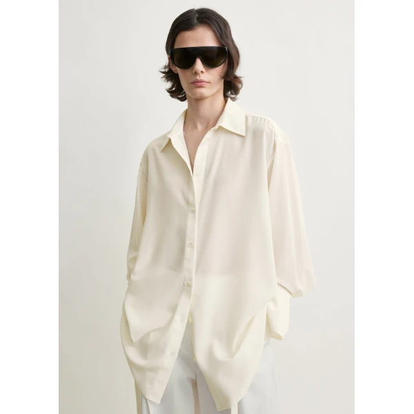 Totême Silk crepe shirt in Off-white - Tops - Scandinavian Minimalist Luxury at Coveti