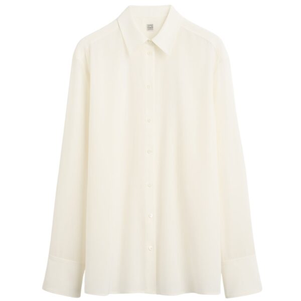 Totême Silk crepe shirt in Off-white - Tops - Scandinavian Minimalist Luxury at Coveti