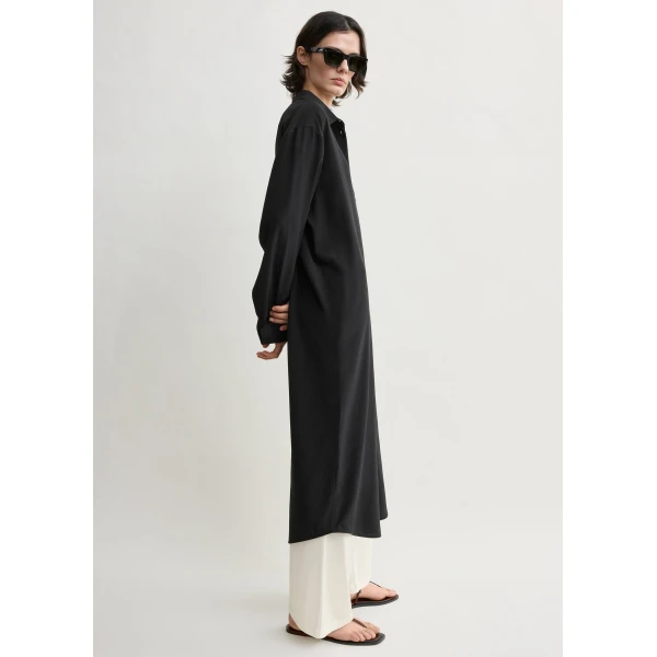 Totême Silk shirtdress in Black - Dresses - Scandinavian Minimalist Luxury at Coveti