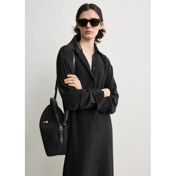 Totême Silk shirtdress in Black - Dresses - Scandinavian Minimalist Luxury at Coveti