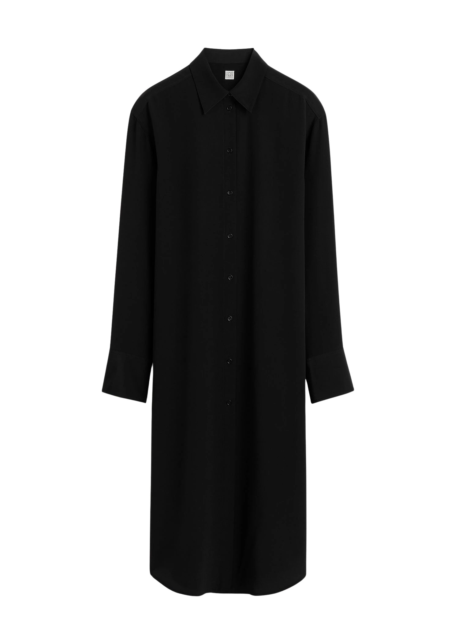 Toteme-Silk-shirtdress-in-Black67984_nobg Totême Silk shirtdress in Black - Dresses - Scandinavian Minimalist Luxury at Coveti