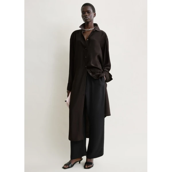 Totême Silk shirtdress in Brown - Dresses - Scandinavian Minimalist Luxury at Coveti