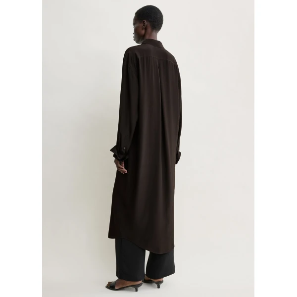 Totême Silk shirtdress in Brown - Dresses - Scandinavian Minimalist Luxury at Coveti