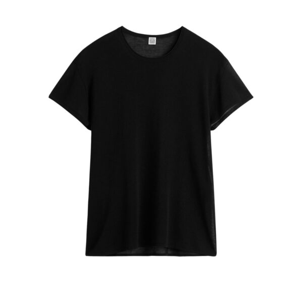 Totême Silk tee in Black - Knitwear - Scandinavian Minimalist Luxury at Coveti