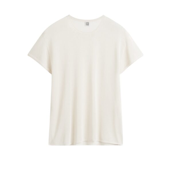 Totême Silk tee in Ecru - Knitwear - Scandinavian Minimalist Luxury at Coveti