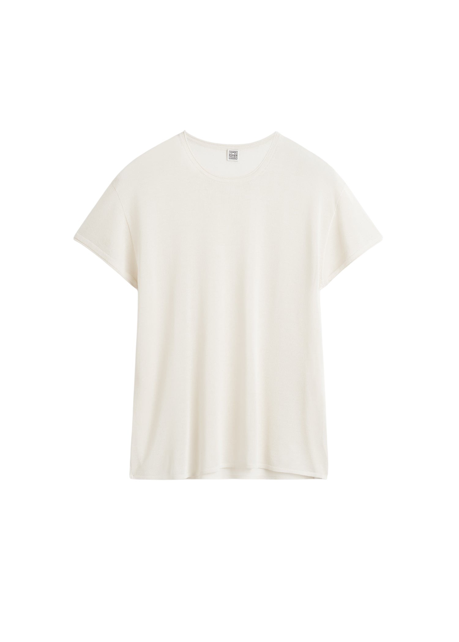 Totême Silk tee in Ecru - Knitwear - Scandinavian Minimalist Luxury at Coveti