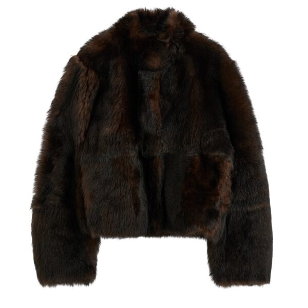 Totême Silky shearling jacket in Dark brown - Jackets - Scandinavian Minimalist Luxury at Coveti