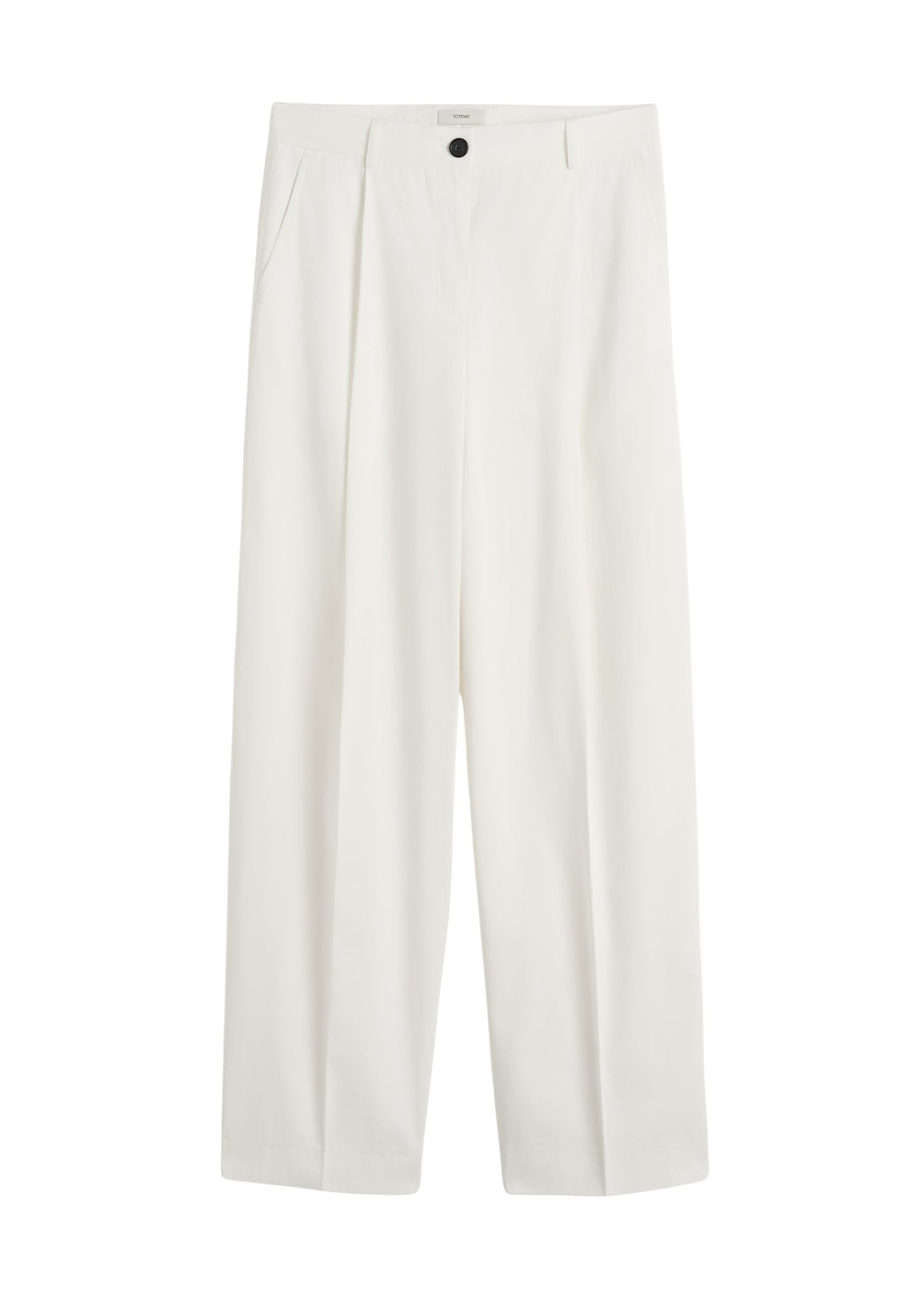 Totême Single pleat cotton trousers in White - Pants - Scandinavian Minimalist Luxury at Coveti