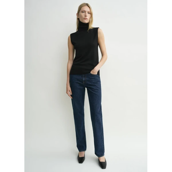 Totême Sleeveless fine turtleneck in Black - Knitwear - Scandinavian Minimalist Luxury at Coveti