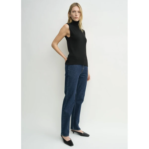 Totême Sleeveless fine turtleneck in Black - Knitwear - Scandinavian Minimalist Luxury at Coveti