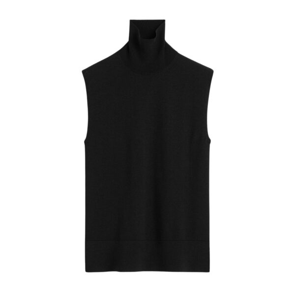 Totême Sleeveless fine turtleneck in Black - Knitwear - Scandinavian Minimalist Luxury at Coveti
