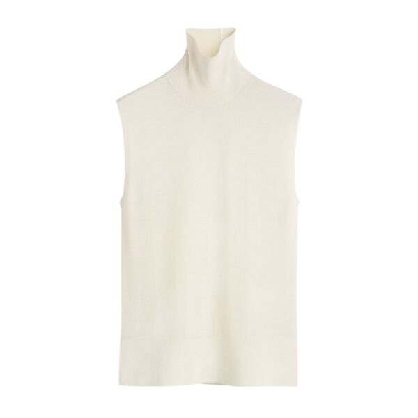 Totême Sleeveless fine turtleneck in Ecru - Knitwear - Scandinavian Minimalist Luxury at Coveti