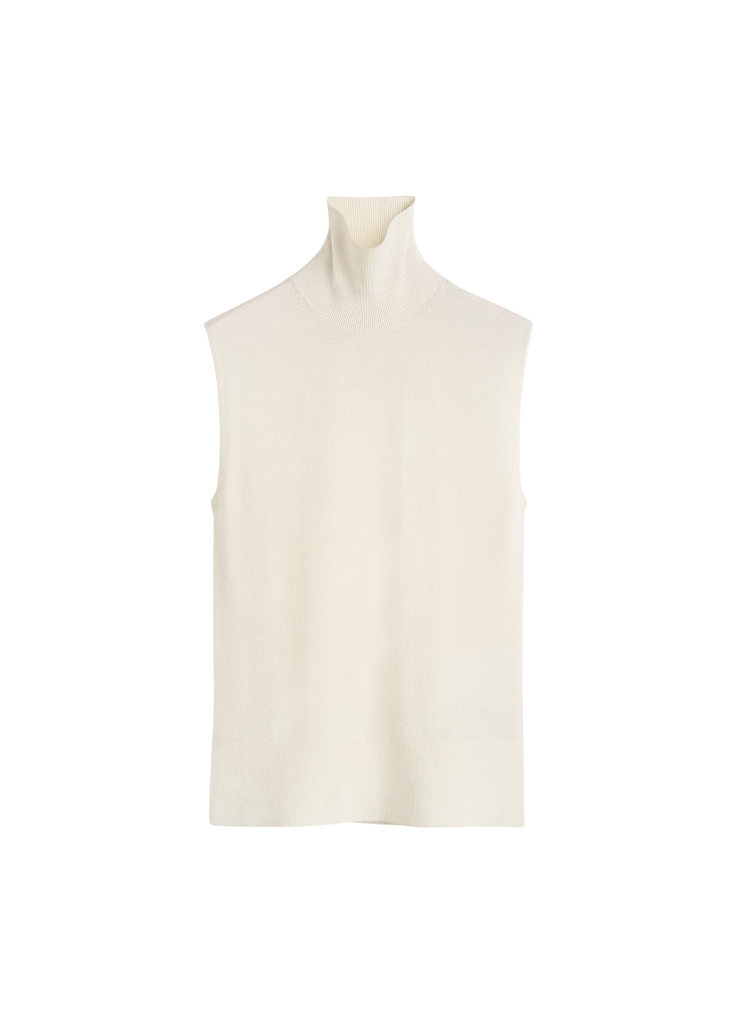 Totême Sleeveless fine turtleneck in Ecru - Knitwear - Scandinavian Minimalist Luxury at Coveti