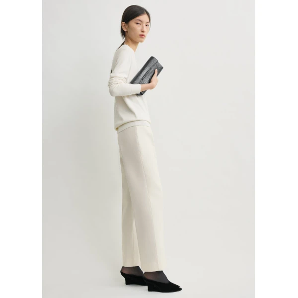 Totême Slim evening trousers in Ecru - Pants - Scandinavian Minimalist Luxury at Coveti