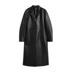 Totême Slim leather coat in Black - Coats - Scandinavian Minimalist Luxury at Coveti