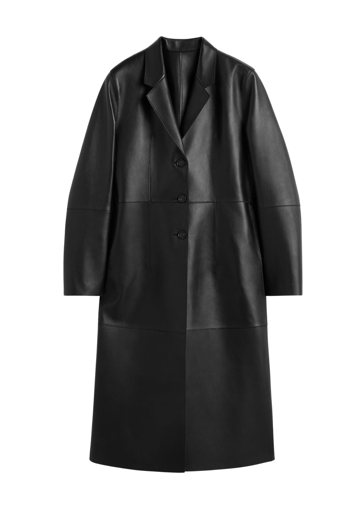 Totême Slim leather coat in Black - Coats - Scandinavian Minimalist Luxury at Coveti