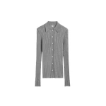 Totême Slim ribbed shirt in Grey melange - Knitwear - Scandinavian Minimalist Luxury at Coveti