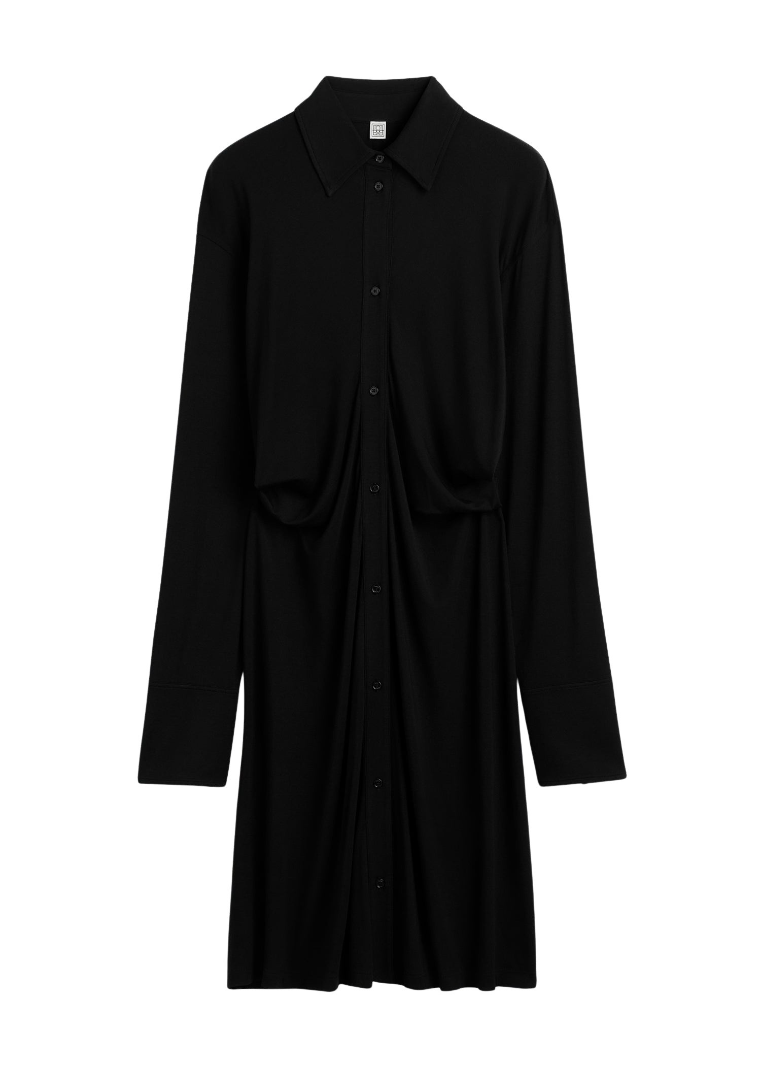 Totême Slouch jersey shirtdress in Black - Dresses - Scandinavian Minimalist Luxury at Coveti