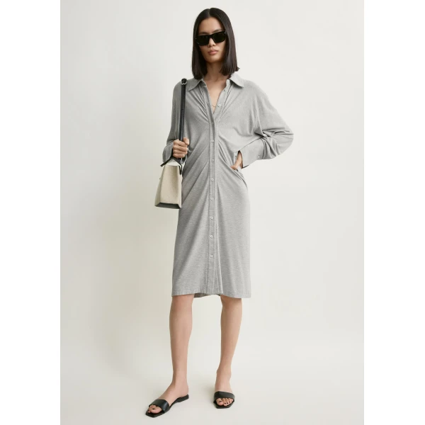 Totême Slouch jersey shirtdress pale grey mélange in Pale grey melange - Dresses - Scandinavian Minimalist Luxury at Coveti