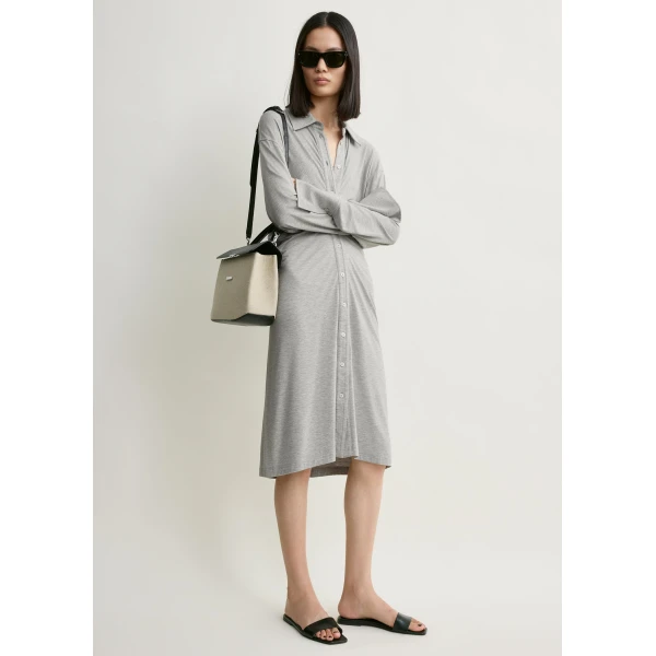 Totême Slouch jersey shirtdress pale grey mélange in Pale grey melange - Dresses - Scandinavian Minimalist Luxury at Coveti