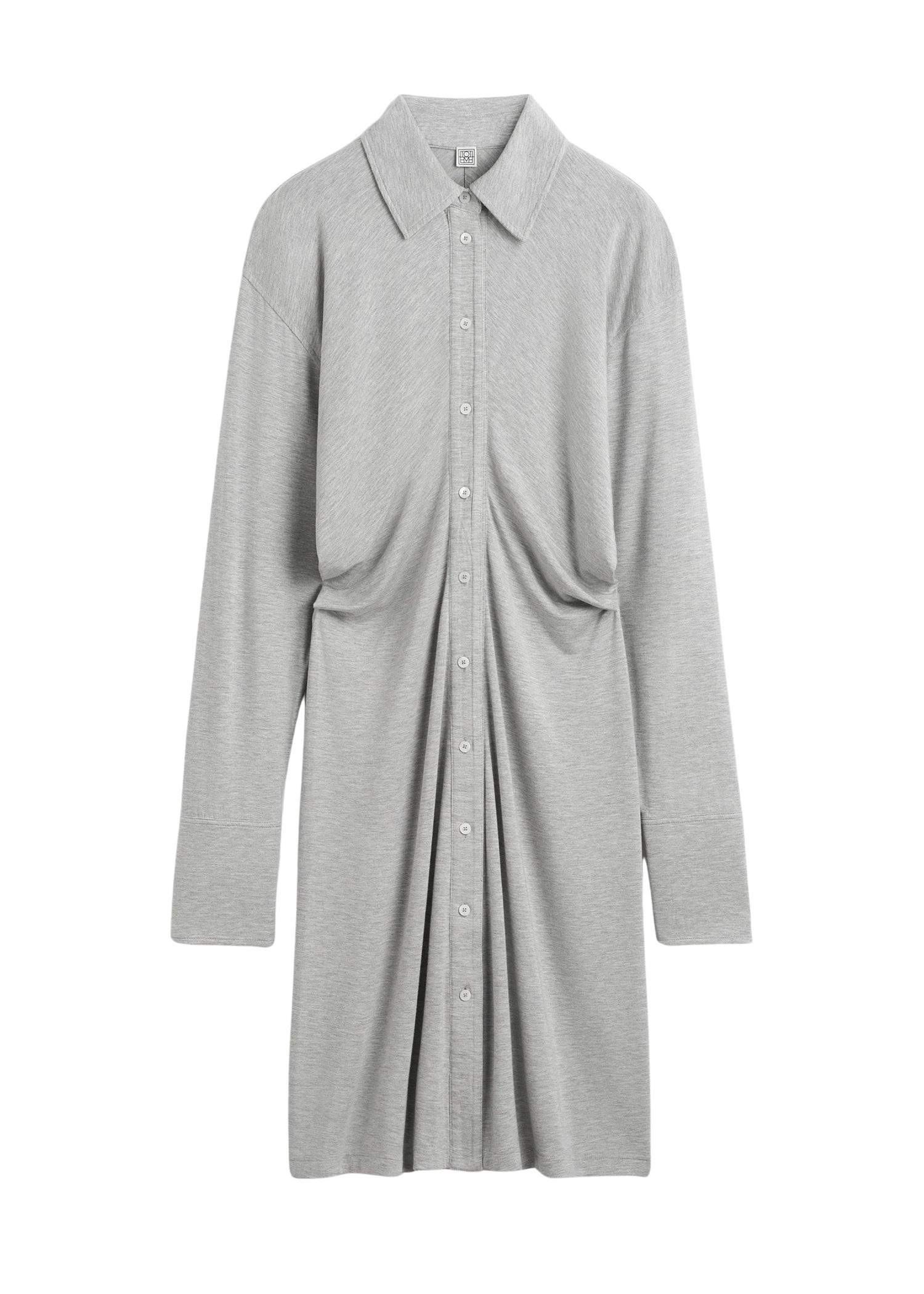 Totême Slouch jersey shirtdress pale grey mélange in Pale grey melange - Dresses - Scandinavian Minimalist Luxury at Coveti