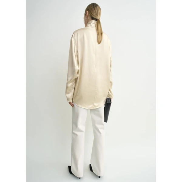 Totême Slouch-neck blouse in Ecru - Tops - Scandinavian Minimalist Luxury at Coveti
