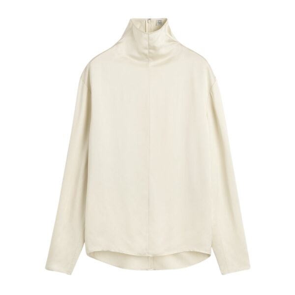 Totême Slouch-neck blouse in Ecru - Tops - Scandinavian Minimalist Luxury at Coveti