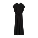 Totême Slouch waist crinkled dress in Black - Dresses - Scandinavian Minimalist Luxury at Coveti