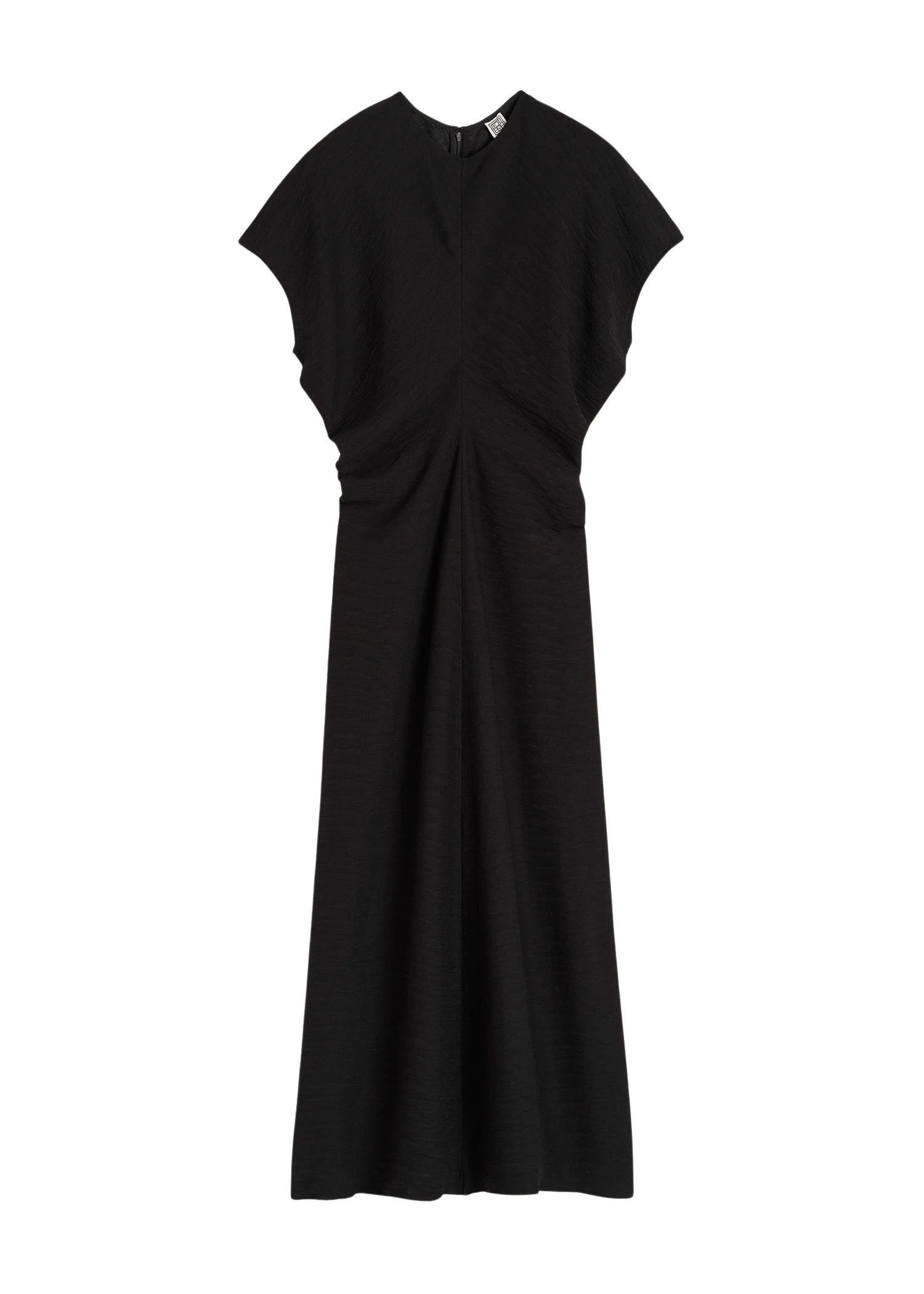 Toteme-Slouch-waist-crinkled-dress-in-Black86969_nobg Totême Slouch waist crinkled dress in Black - Dresses - Scandinavian Minimalist Luxury at Coveti