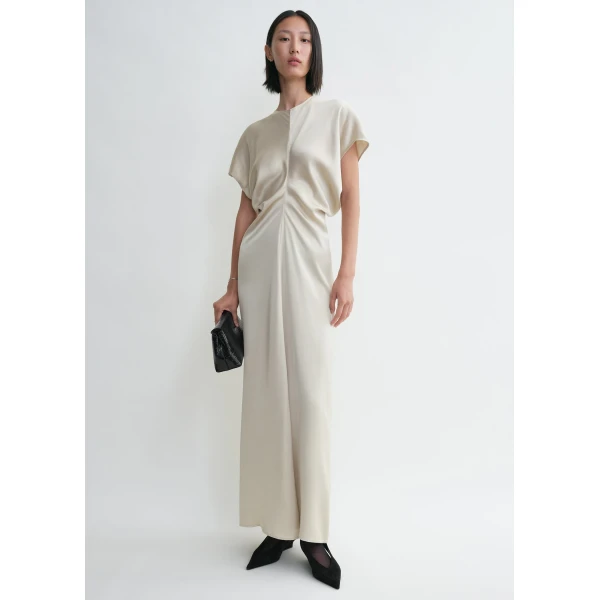 Totême Slouch waist dress in Pearl - Dresses - Scandinavian Minimalist Luxury at Coveti