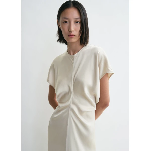 Totême Slouch waist dress in Pearl - Dresses - Scandinavian Minimalist Luxury at Coveti