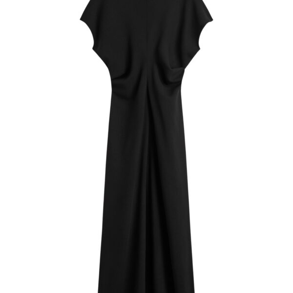 Totême Slouch waist wool dress in Black - Dresses - Scandinavian Minimalist Luxury at Coveti